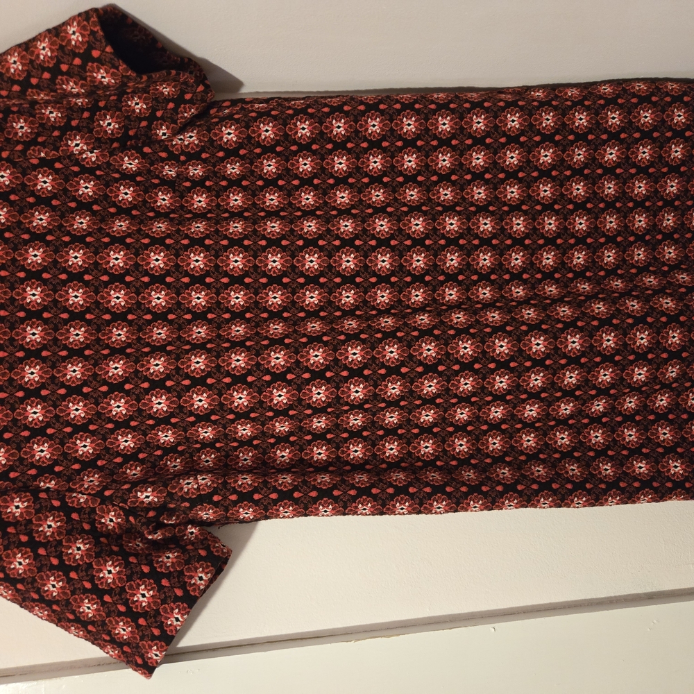 LOFT Black and Red Floral Pattern Dress